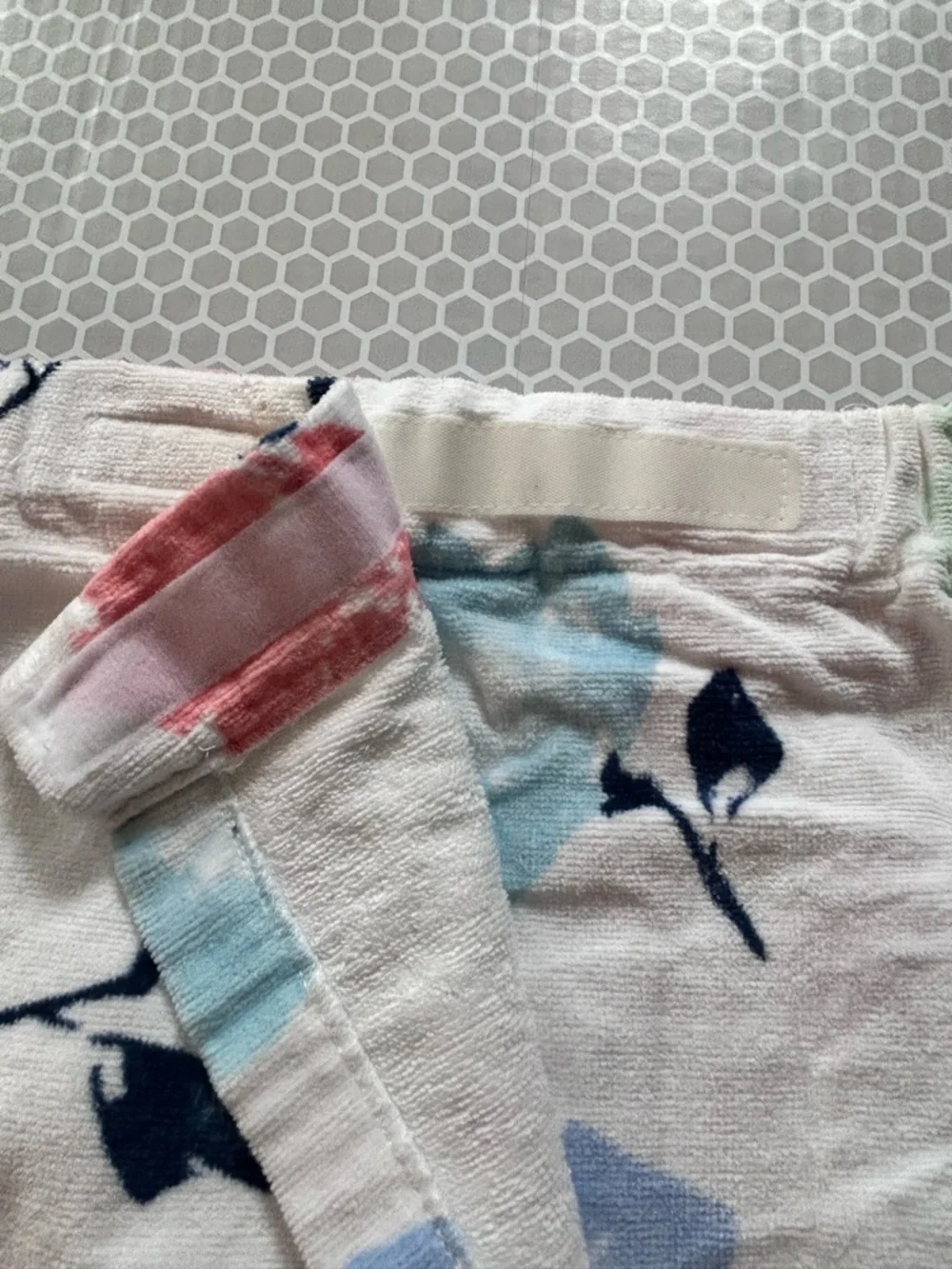 Pastel Floral Terry Cloth Wrap Skirt Towel with Velcro Closure